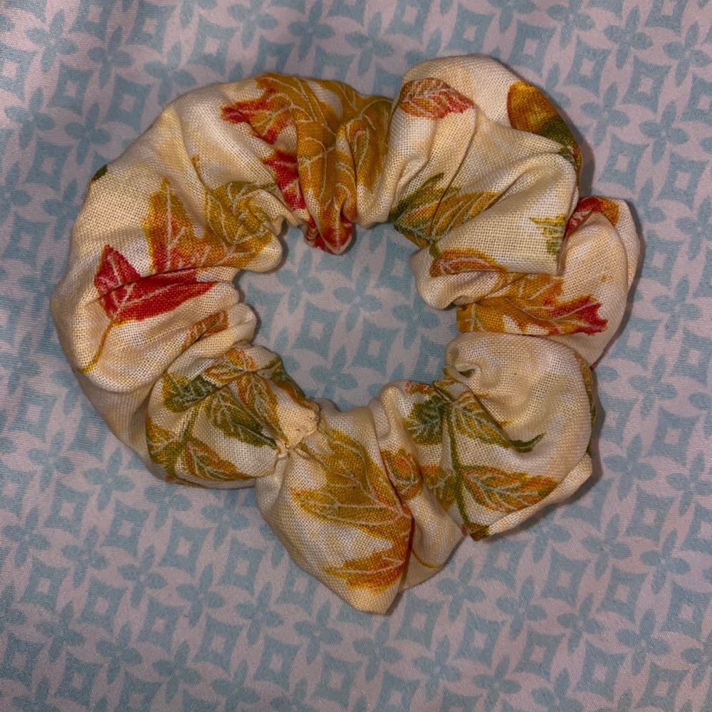 Handmade autumn leaves scrunchie